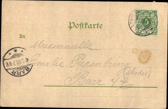 Chromo-Litho Triberg in the Black Forest, general view, waterfall, Black Forest farmhouse, cows