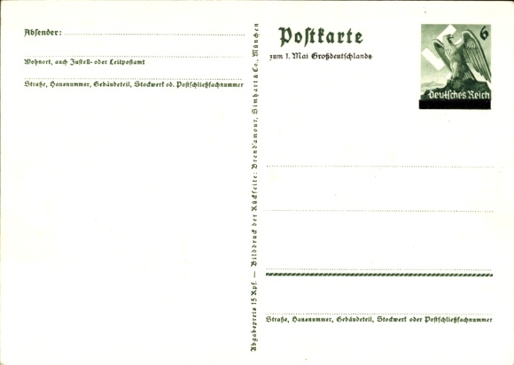 Postal stationery Postcard We thank our leader, Sudetenland, Bohemia, Moravia, Hitler