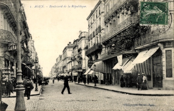 Ak Agen Lot et Garonne, Boulevard de la République, Central Gara,  Straßenansicht.