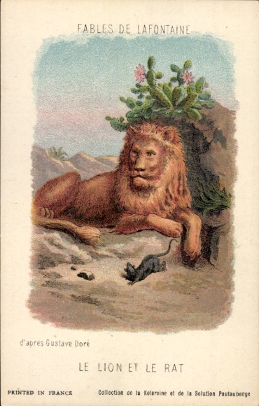 Artist Chromo-Litho Doré, Gustave, Fables of La Fontaine, Lion and the Rat
