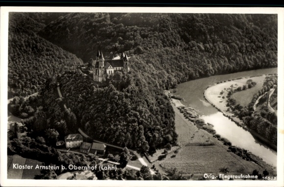 KP Obernhof an der Lahn, klasztor Arnstein, zdjęcie lotnicze, krajobraz, rzeka