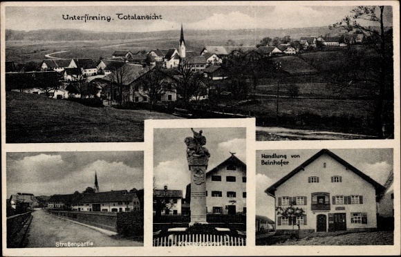 PC Unterfinnig Finnig Landsberg am Lech, total, street section, war memorial, business v. Beinhofer