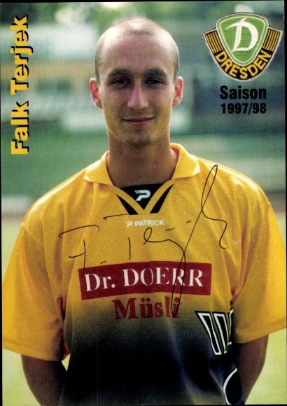 Autogrammkarte Fußballer Falk Terjek, SG Dynamo Dresden, Autogramm
