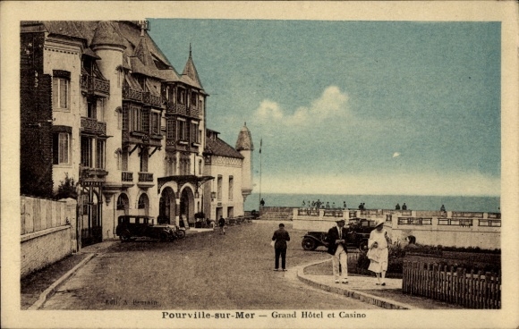 Ak Pourville sur Mer Hautot sur Mer Seine Maritime, Grand Hotel et Casino