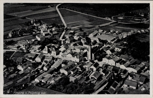 Postcard Freyung in the Bavarian Forest, aerial photograph