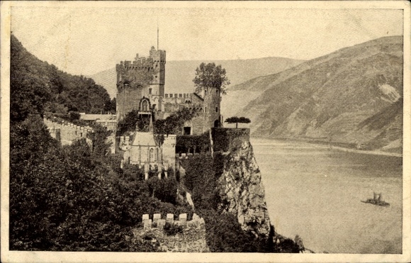 Postcard Trechtingshausen am Rhein, Rheinstein Castle