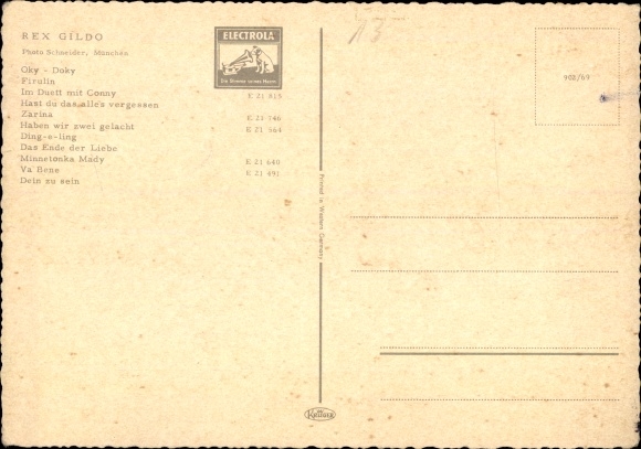 Postcard Sänger Rex Gildo, Portrait, Electrola, Four Roses Bourbon Whisky