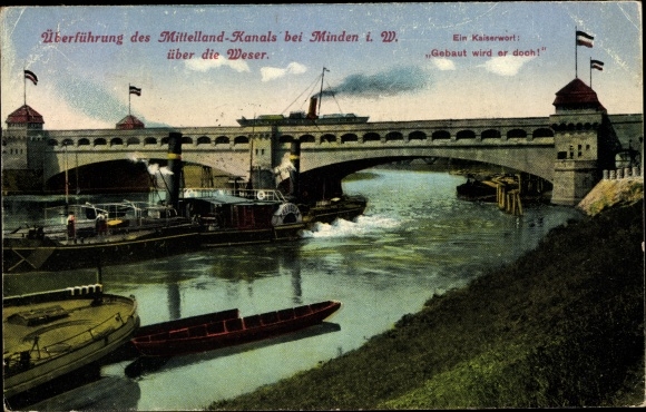 PC Minden in Ostwestfalen Lippe, Mittelland Canal, overpass, Weserpartie