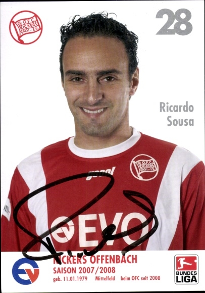 Autogrammkarte Fußballer Ricardo Sousa, Kickers Offenbach, Autogramm