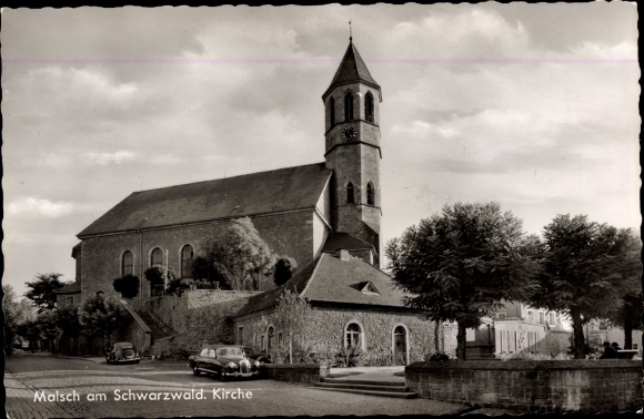 Postcard Malsch in Baden, church