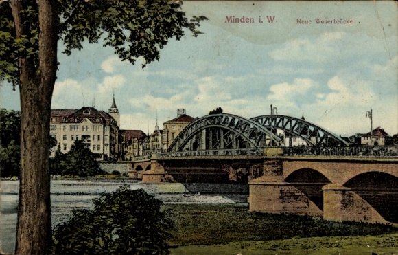 Ak Minden in Westfalen, Neue Weserbrücke
