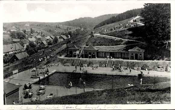 Postcard Tanne Oberharz am Brocken, forest outdoor pool