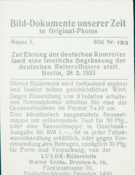 Collection image image documents of our time No. 132, honor d. German Romreiter, cavalry officers, 1933