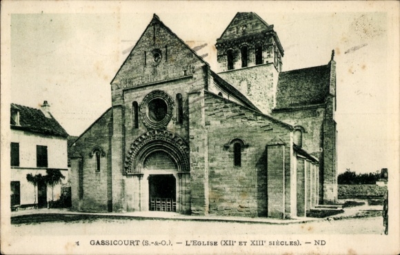 Ak Gassicourt Mantes la Jolie Yvelines, Kirchengebäude aus dem 12. und 13. Jahrhundert, Gassic...
