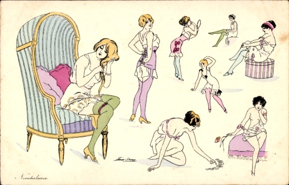 Artist Postcard Sager, Xavier, Women in Underwear