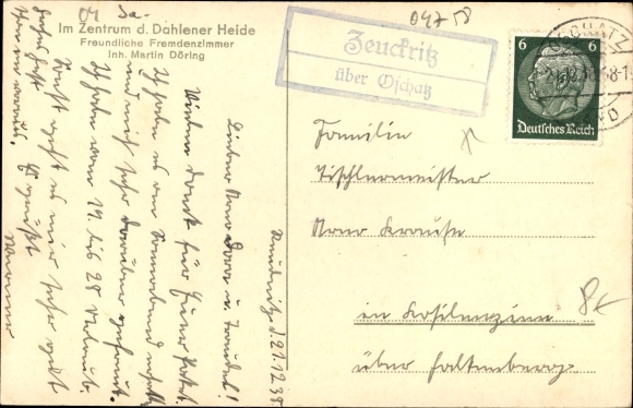 Ansichtkaart Reudnitz Cavertitz in Saksen, uitzicht op de herberg van Martin Döring