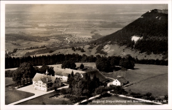 Postcard Lenningen Baden Württemberg, aerial photograph, Diepoldsburg, Breitenstein