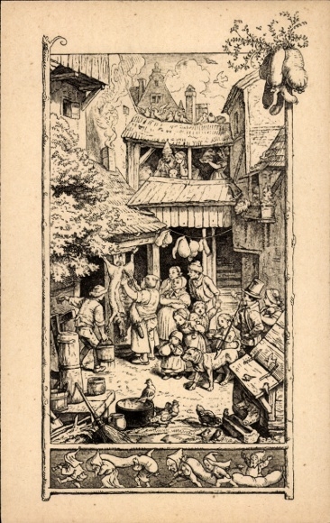 Künstler Ak Richter, Ludwig, Allegorie, Herbst, Metzger, Schlachtfest