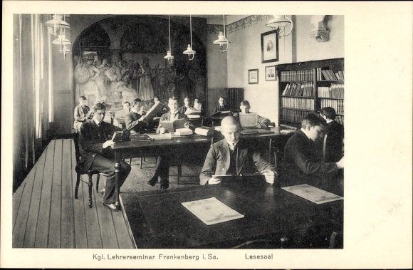 PC Frankenberg an der Zschopau, Royal. Teachers&#39; seminary, reading room, interior view