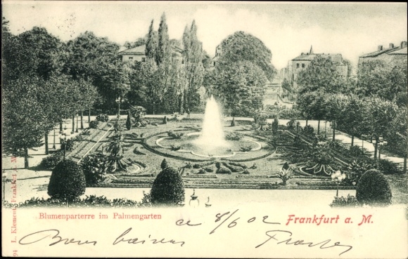 Postcard Frankfurt am Main, Flower Parterre, Palmengarten