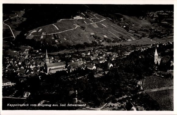 Postcard Kappelrodeck in the Black Forest, aerial photograph