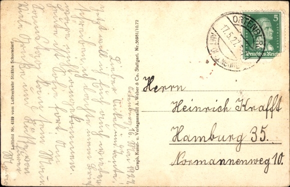 Ansichtkaart Ortenberg in Baden, uitzicht vanuit het vliegtuig