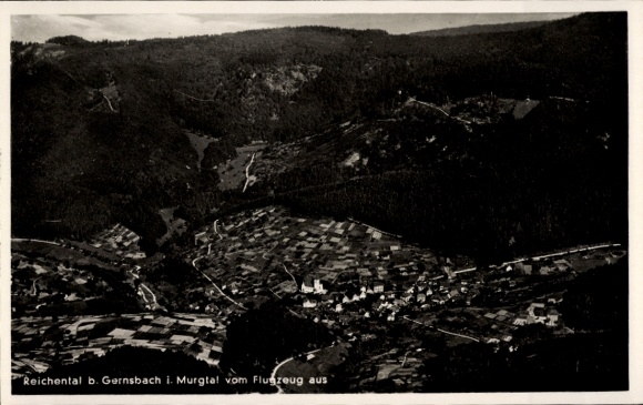 Postcard Reichental Gernsbach in the Murgtal Black Forest, aerial photograph