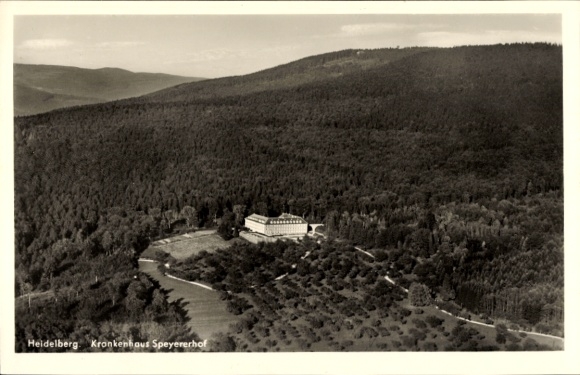 Postcard Heidelberg am Neckar, aerial photograph, Speyerershof Hospital