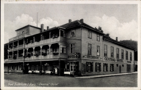 Postcard Bad Suderode Quedlinburg in the Harz Mountains, Central Hotel