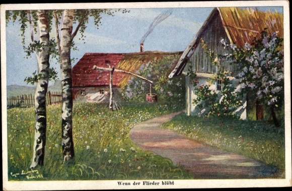 Artist Postcard Lindenberg, When the lilacs bloom
