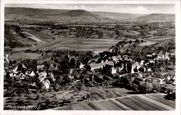 Postcard Pfedelbach in Württemberg, aerial photograph