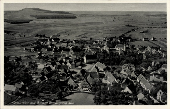 Postcard Uttenweiler in Württemberg, aerial photograph