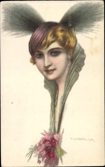 Artist PC Corbella, T., portrait of a woman with a hat