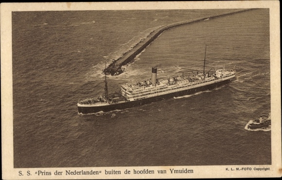 Postcard steamer Prins der Nederlanden, KNSM ?, Stoomvaart Maatschappij Zeeland ?