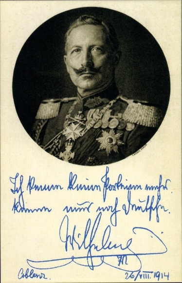 Postcard Kaiser Wilhelm II, I don't know any parties anymore, quote 1914