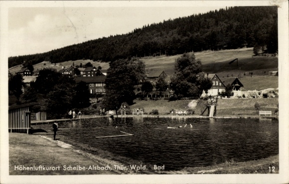 Ak Scheibe Alsbach Neuhaus am Rennweg Thüringen, Freibad
