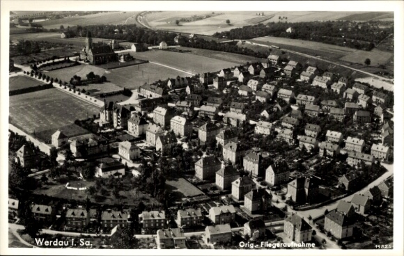 Postcard Werdau in Saxony, aerial photograph, No. 29439