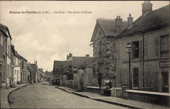 Ak Ozouer le Voulgis Seine et Marne, La Poste, Rue Judes-de-Crene