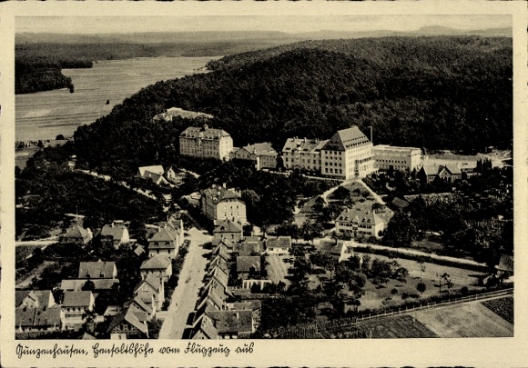 Postcard Gunzenhausen in Middle Franconia, aerial view of Hanfoltbhöhe, surroundings, buildings