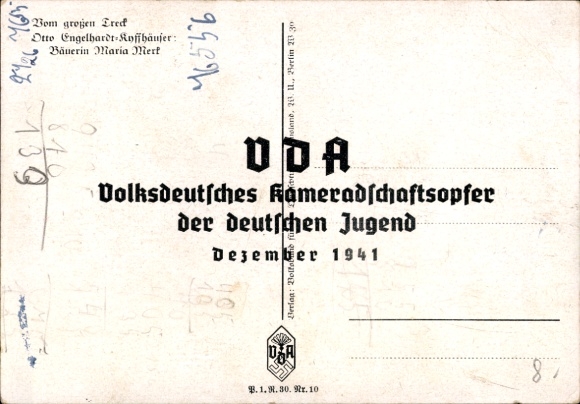 Artist Postcard Engelhardt, Otto, From the Great Trek, Farmer Maria Merk, 1940