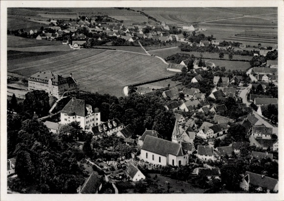 Postcard Reimlingen in Swabia, aerial photograph, Mission Seminary St. Joseph