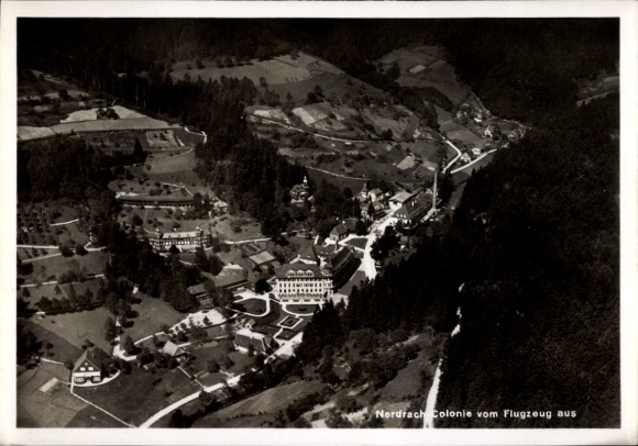 Ak Nordrach im Schwarzwald Baden,  Luftaufnahme, koloniale Gebäude, malerische Landschaft