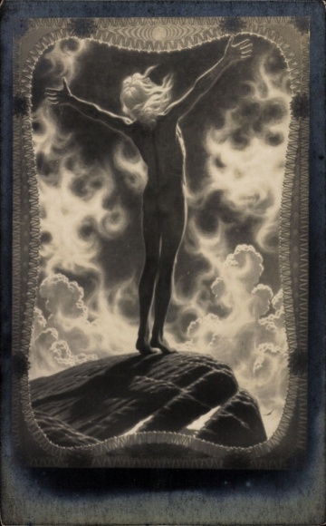 Art Nouveau artist Postcard Fidus, Prayer of Light, handprint, No. 35