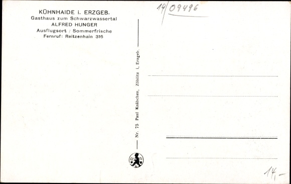 Postcard Kühnhaide Marienberg in the Ore Mountains of Saxony, Inn zum Schwarzwassertal