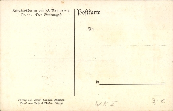 Artist Postcard Wennerberg, Bruno, The Regular, Soldier at the Table, Waitresses