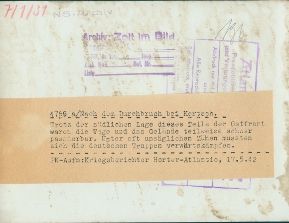 Photo Kerch Crimea Ukraine, column of German troops, 1942