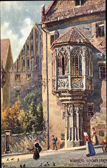 Artist PC Flower, Charles, Nuremberg in Middle Franconia Bavaria, beautiful bay window