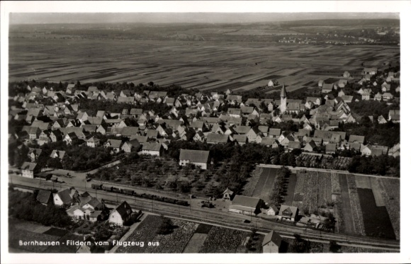 Postcard Bernhausen Filderstadt Baden Württemberg, aerial view of several houses, rural surroundings