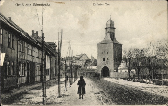 Postcard Sömmerda in Thuringia, Erfurt Gate, Winter