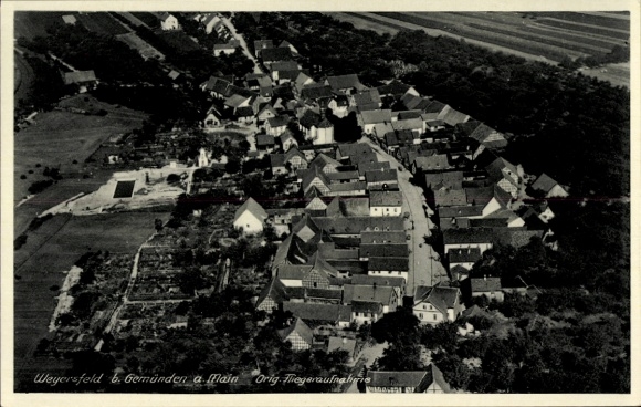 Ak Weyersfeld Karsbach in Unterfranken, Luftaufnahme